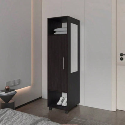 Summit Wardrobe in melamine with mirror, door and open storage