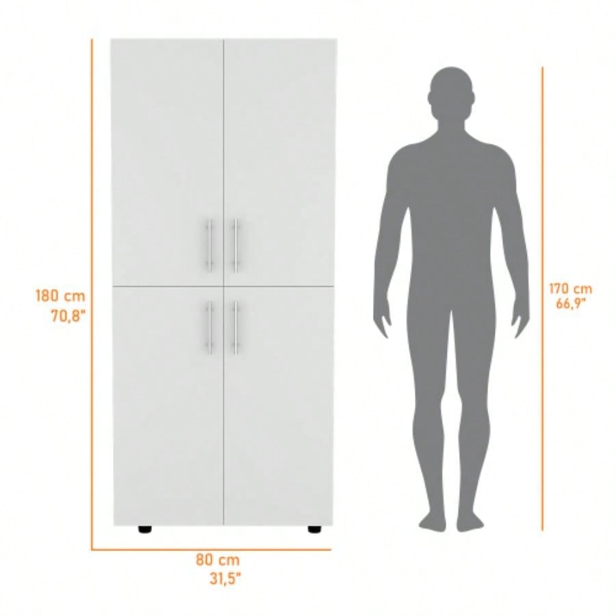 Hazel Armoire in melamine with 2 doors, 4 shelves and 2 clothes hanging bar
