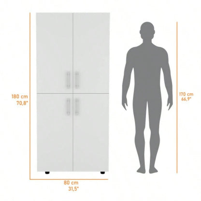 Hazel Armoire in melamine with 2 doors, 4 shelves and 2 clothes hanging bar