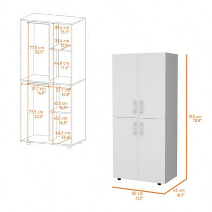 Hazel Armoire in melamine with 2 doors, 4 shelves and 2 clothes hanging bar