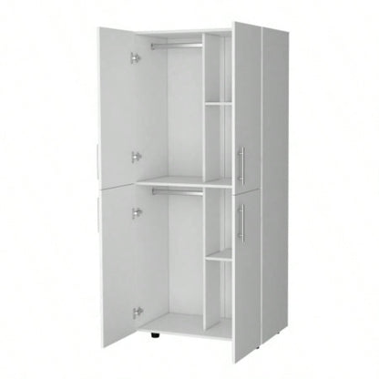 Hazel Armoire in melamine with 2 doors, 4 shelves and 2 clothes hanging bar