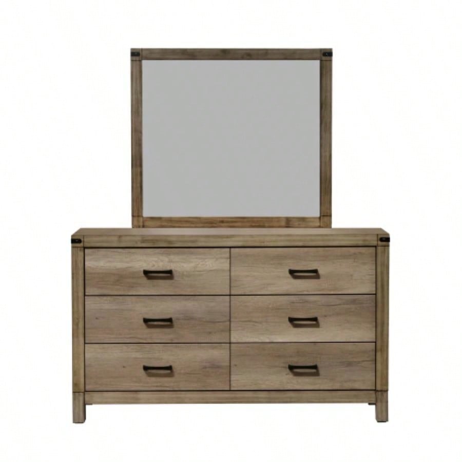 1pc Contemporary Six Drawer Dresser Bedroom Solid Wood Wooden Furniture Brown Melamine Rustic Furniture