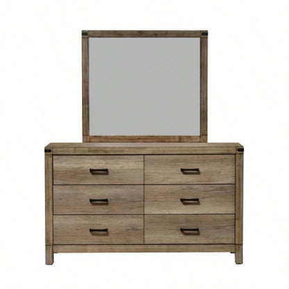 1pc Contemporary Six Drawer Dresser Bedroom Solid Wood Wooden Furniture Brown Melamine Rustic Furniture