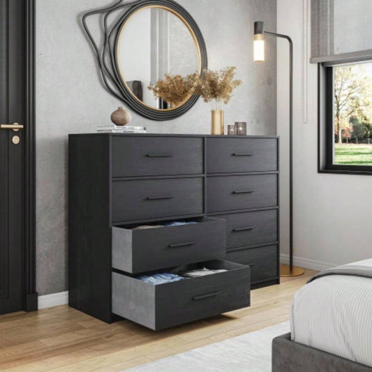 8 - Drawer Dresser with Large Fabric Drawers, Black