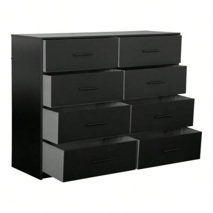 8 - Drawer Dresser with Large Fabric Drawers, Black