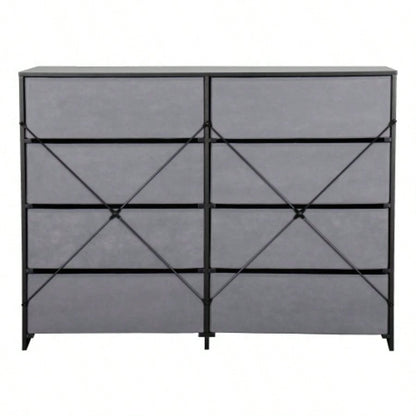8 - Drawer Dresser with Large Fabric Drawers, Black