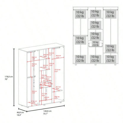 Armoire, 2 Doors, 5 Shelves, 1 Drawer