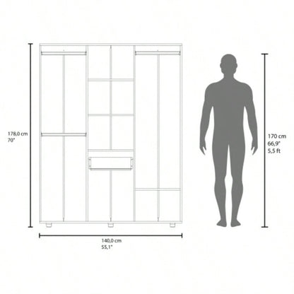 Armoire, 2 Doors, 5 Shelves, 1 Drawer