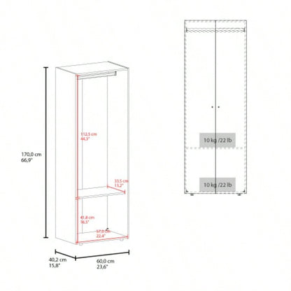 Armoire, 2 Doors, 2 Shelves, Walnut/ Black Wengue