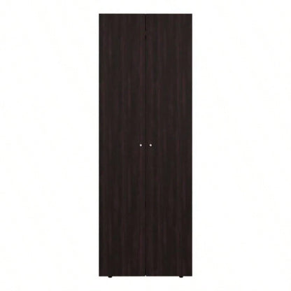 Armoire, 2 Doors, 2 Shelves, Walnut/ Black Wengue