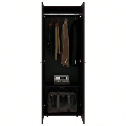 Armoire, 2 Doors, 2 Shelves, Walnut/ Black Wengue