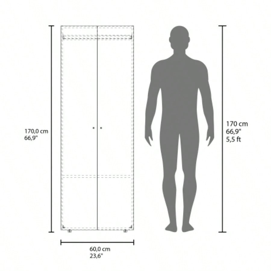 Armoire, 2 Doors, 2 Shelves, Walnut/ Black Wengue