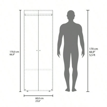 Armoire, 2 Doors, 2 Shelves, Walnut/ Black Wengue