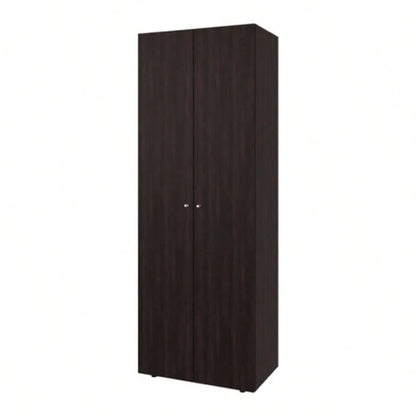 Armoire, 2 Doors, 2 Shelves, Walnut/ Black Wengue