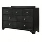 1pc Modern Glam Style Black Glam Seven Drawer Dresser Embossed Pattern Wooden Bedroom Furniture