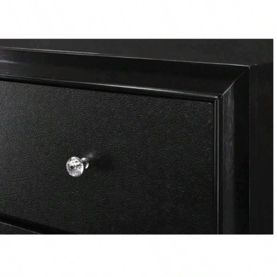 1pc Modern Glam Style Black Glam Seven Drawer Dresser Embossed Pattern Wooden Bedroom Furniture