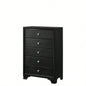 1pc Modern Glam Style Black Glam Seven Drawer Dresser Embossed Pattern Wooden Bedroom Furniture