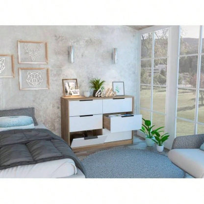 4 Drawer Double Dresser Maryland, Bedroom, Pine/ White