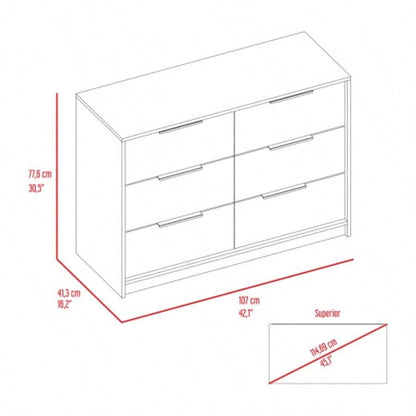 4 Drawer Double Dresser Maryland, Bedroom, Pine/ White