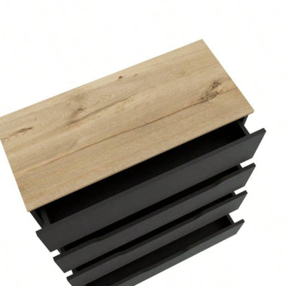 Dresser Oboe, Superior Top, Four Drawers, Black Wengue/ Light Oak