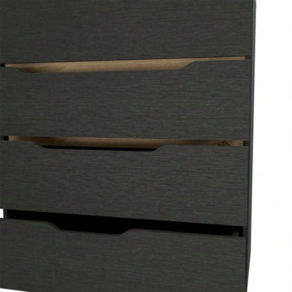 Dresser Oboe, Superior Top, Four Drawers, Black Wengue/ Light Oak