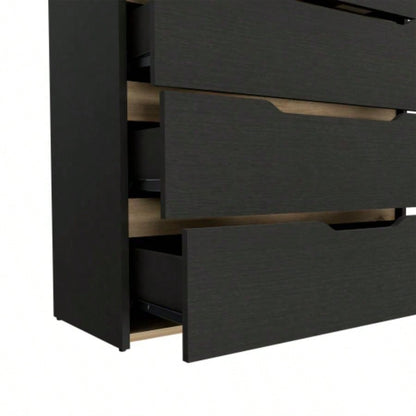 Dresser Oboe, Superior Top, Four Drawers, Black Wengue/ Light Oak
