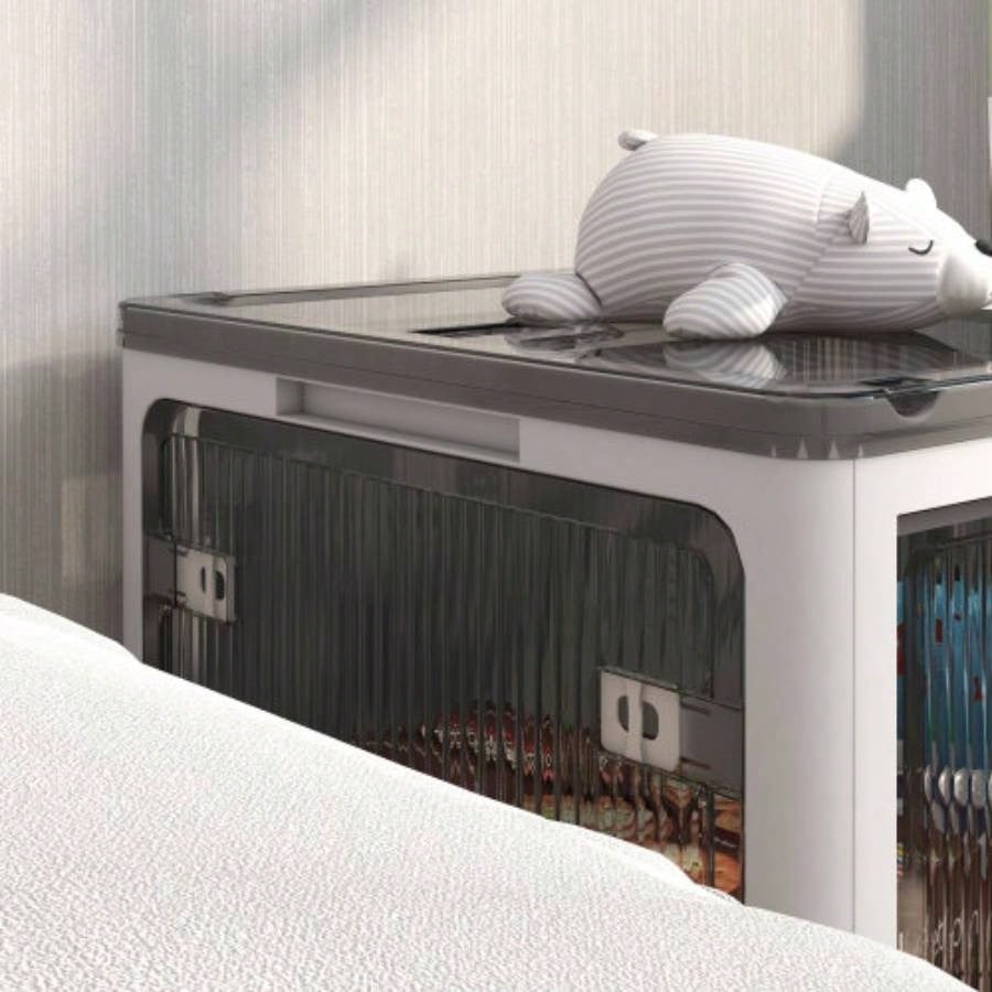 HOMCOM Stackable Storage Bins with Lids, Wheels, and Collapsible, White