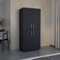 Armoire Wardrove 70 H, Double Doors, 6 Shelves, 2 Hanging Rods, Black
