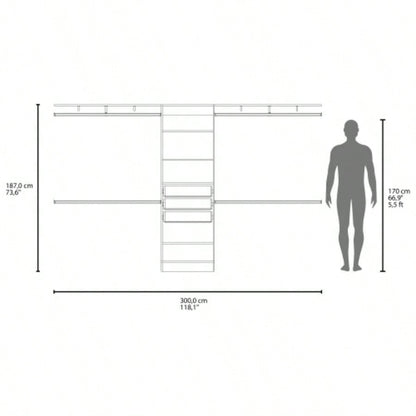 Closet System, 3 Drawers, 5 Shelves