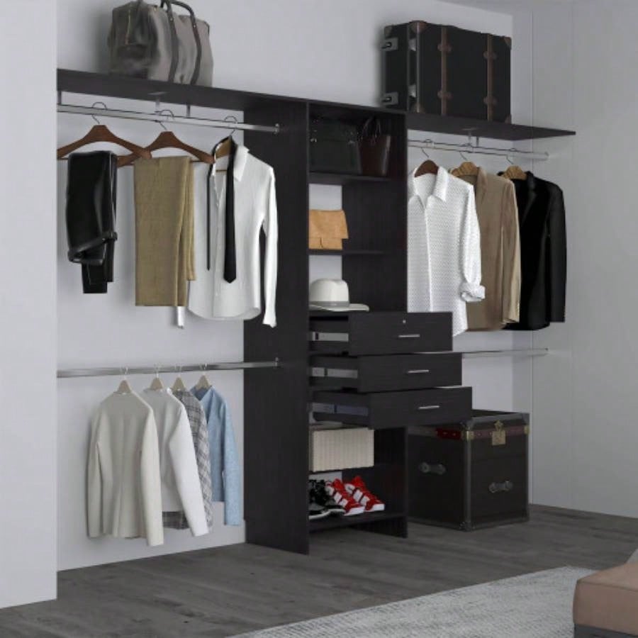 Closet System, 3 Drawers, 5 Shelves