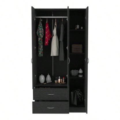 Three Door Armoire Clark, Bedroom, Black