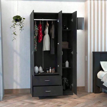 Three Door Armoire Clark, Bedroom, Black