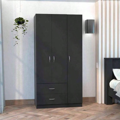Three Door Armoire Clark, Bedroom, Black