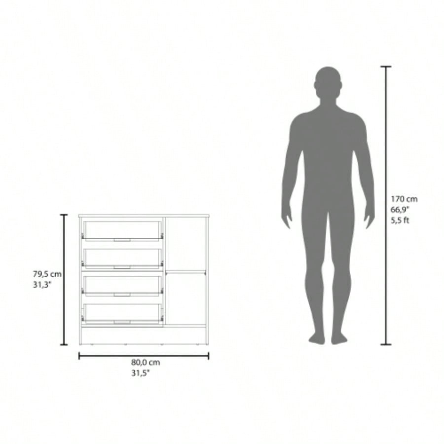 Dresser, 1 Door, 4 Drawers, 2 Shelves, Black Wengue
