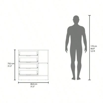 Dresser, 1 Door, 4 Drawers, 2 Shelves, Black Wengue