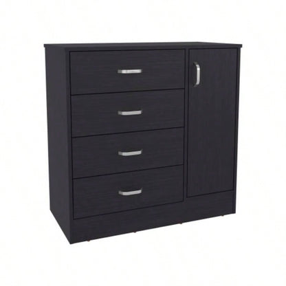 Dresser, 1 Door, 4 Drawers, 2 Shelves, Black Wengue