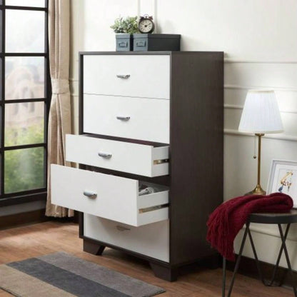 White and Espresso 5 - Drawer Chest