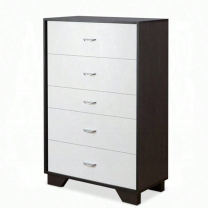 White and Espresso 5 - Drawer Chest