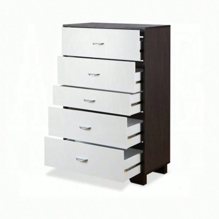 White and Espresso 5 - Drawer Chest