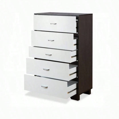 White and Espresso 5 - Drawer Chest