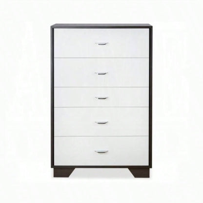 White and Espresso 5 - Drawer Chest