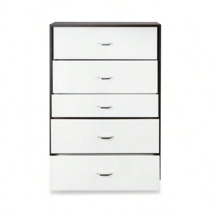 White and Espresso 5 - Drawer Chest