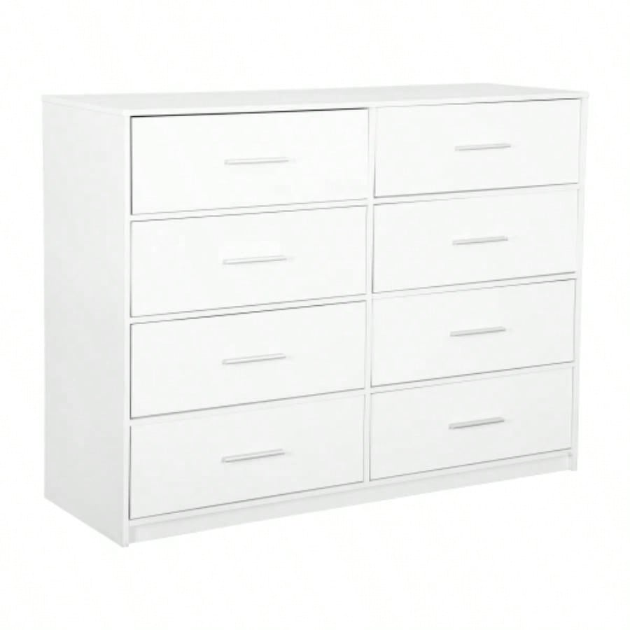 8 - Drawer Dresser with Large Fabric Drawers, White
