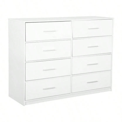 8 - Drawer Dresser with Large Fabric Drawers, White