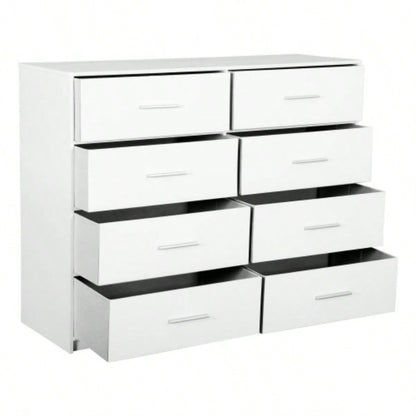 8 - Drawer Dresser with Large Fabric Drawers, White