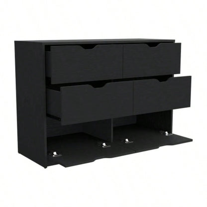 Dresser Curio, Four Drawers, Black Wengue