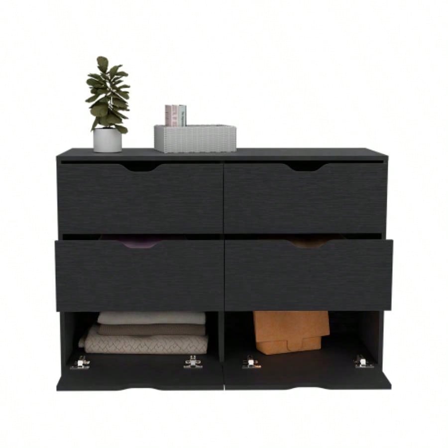Dresser Curio, Four Drawers, Black Wengue