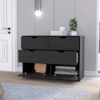 Dresser Curio, Four Drawers, Black Wengue