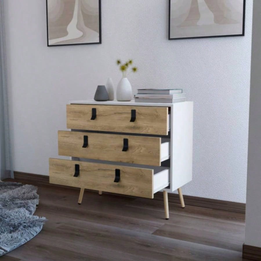 Kimball 3 - drawer Dresser, Modern Chic Storage with Wooden