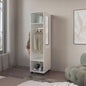 Armoire 63H, with 3 Shelves, 1 Mirror, and 4 Wheels, White